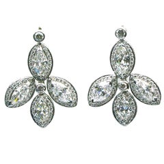 Fred Leighton Marquise-Cut Flower Diamond Drop Earrings