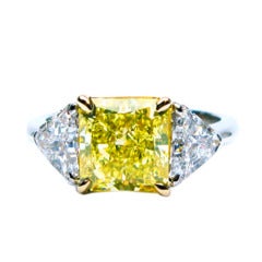2.24ct Fancy Yellow VS1 Radiant Ring with Shields