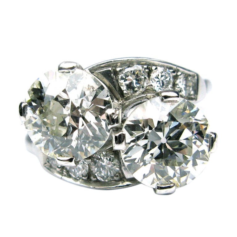 Old Euro Cut Diamond Diamond Bypass Ring