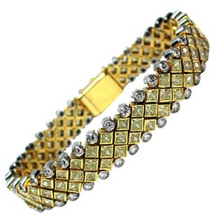 Fancy Yellow and White Diamond Bracelet