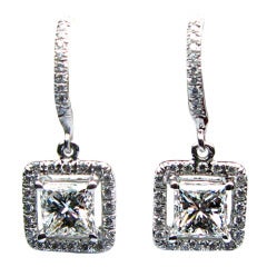 1.50 carats H SI1 Princess Diamond Frame Earrings 8