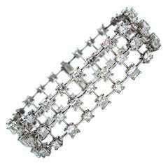 Cushion and Asscher Diamond Triple Row Bracelet 6