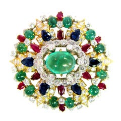 David Webb Diamond, Ruby, and Emerald Brooch - Rare 3