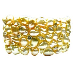 Yvel Pearl and Diamond Cuff