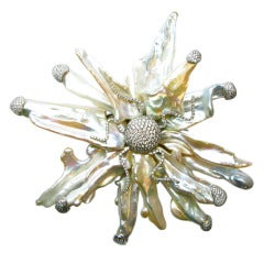 Yvel Pearl and Diamond Brooch