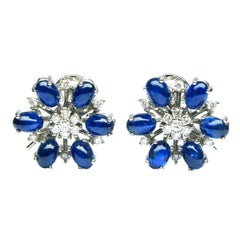 Diamond and Sapphire White Gold Earrings