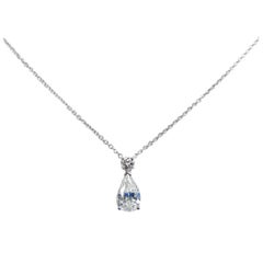1.22 carats H SI1 Pear Drop Diamond Necklace