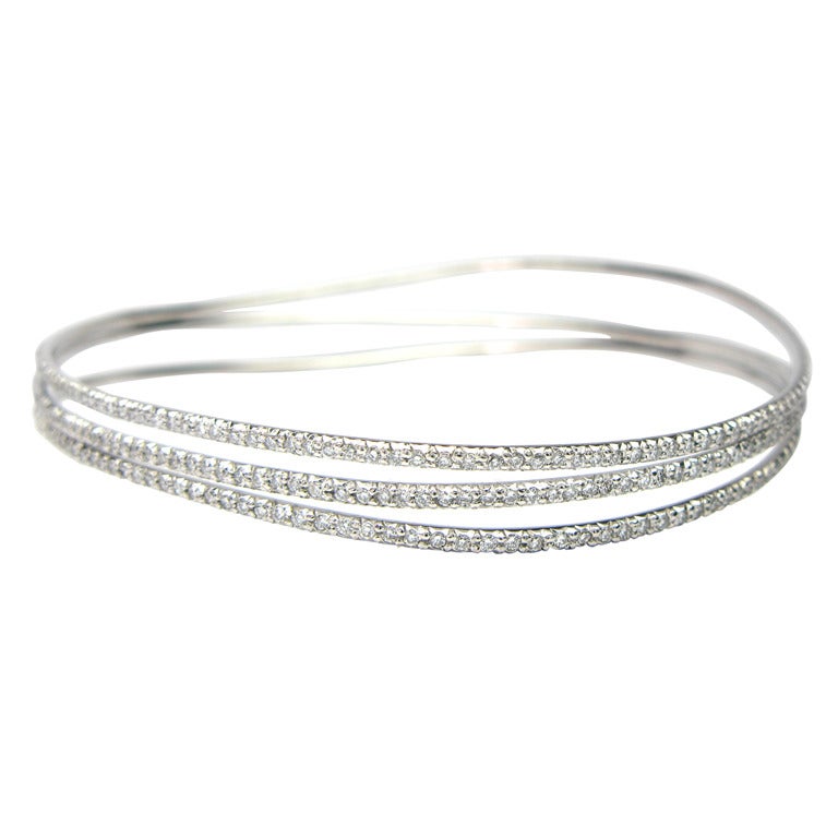 Elegant Three Row 2.38 Carat Diamond Bangle