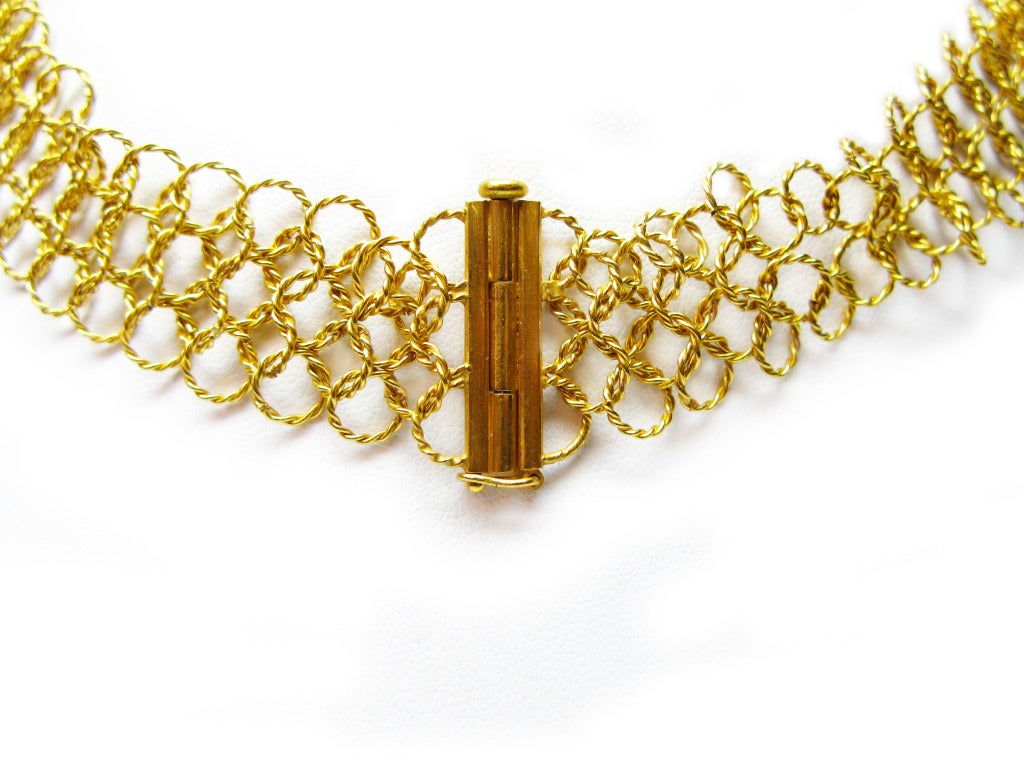 Contemporary Rose Cut Diamond and 22KT Yellow Gold Link Necklace