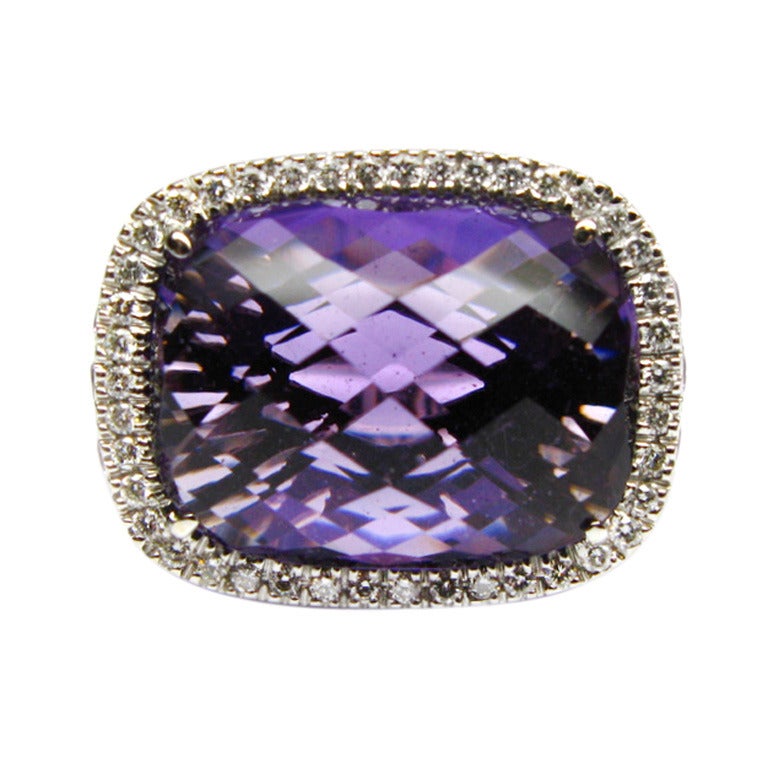 Amethyst, Diamond and Pink Sapphire Cocktail Ring