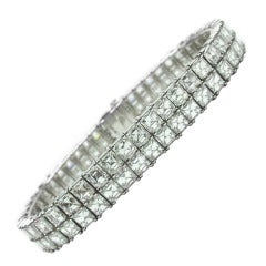 28.62 carat Double Row Asscher Diamond Bracelet
