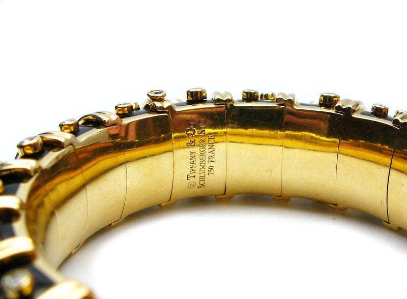 Tiffany & Co. Schlumberger Diamond and Enamel Bracelet In Excellent Condition In New York, NY