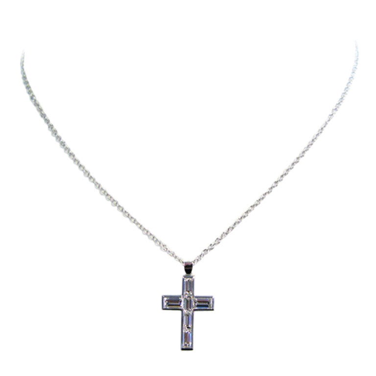 Baguette Diamond Cross Pendant