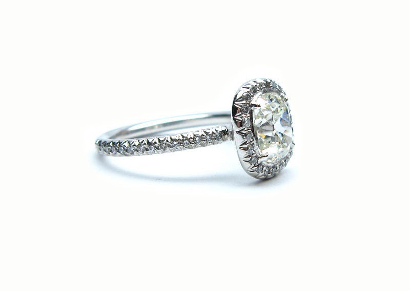 1.80 Carat K SI1 Cushion Diamond Frame Ring In New Condition In New York, NY