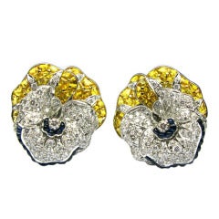 Sapphire Diamond Pansy Earrings 5