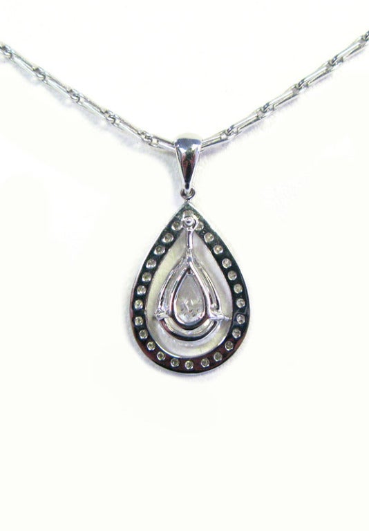 Women's 1.55 Carat D SI2 Pear Shaped and Pave Diamond Pendant