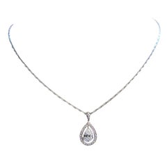 1.55 Carat D SI2 Pear Shaped and Pave Diamond Pendant