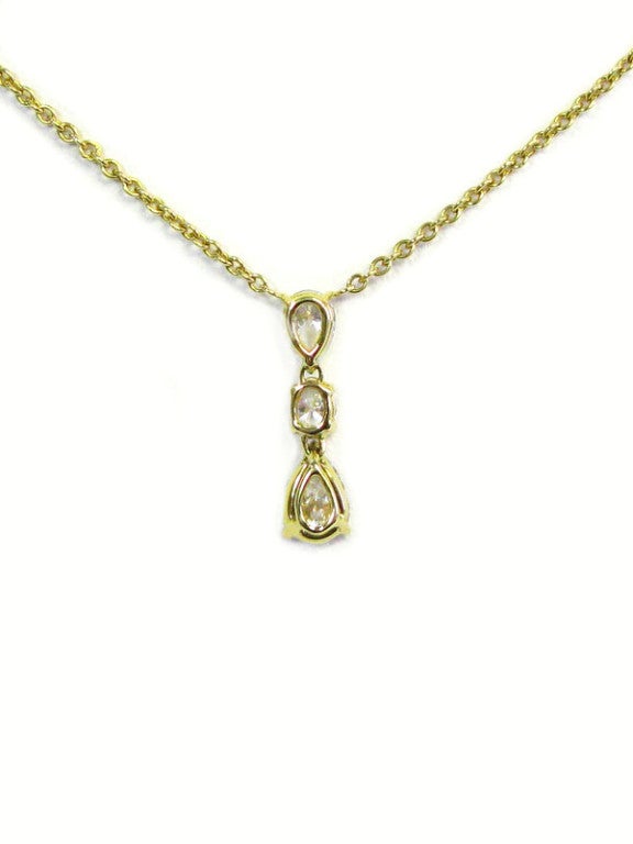 Oval Cut 1.85 Carat Total Weight Pear Shaped and Oval Diamond Pendant