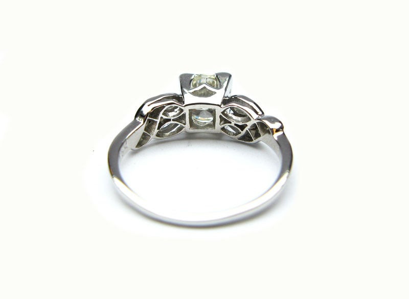 Round Cut J. Birnbach Art Deco 1.22 carat Round Brilliant Platinum Engagement Ring  For Sale