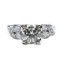1.22 Carat M SI Round Brilliant Art Deco Diamond Ring 8