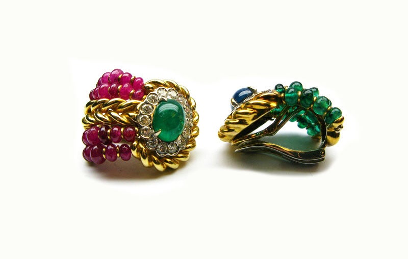 Women's Giovane Braided Gold Gemstone Earrings
