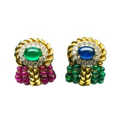 Giovane Braided Gold Gemstone Earrings
