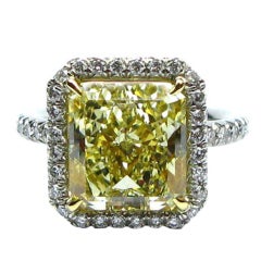 6.06ct Fancy Yellow VS1 Radiant Diamond Frame Ring 12