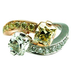 2.74 carats GIA Fancy Yellow and White Diamond Crossover Ring