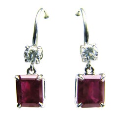 Ruby and Diamond Leverback earrings