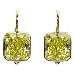 6.25 carats Fancy Intense Yellow VS Diamond Wire Earrings 6