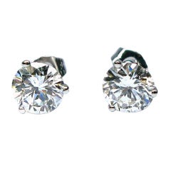 2.06 carats G/H SI1 Round Brilliant Diamond Martini Studs
