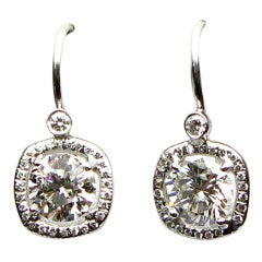 2.59 carats I SI Round Brilliant Diamond Frame Earrings 2