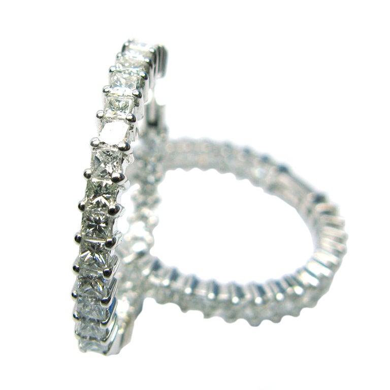 Princess Diamond Hoop Earrings