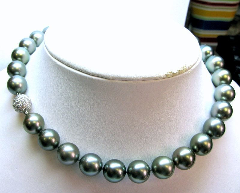 Tahitian Pearl Necklace with Diamond Ball Clasp