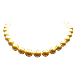 South Sea Golden Pearl Necklace with Floral Diamond Clasp