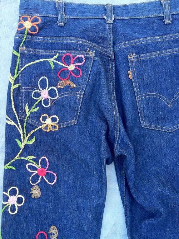 WILLIAM de LILLO's Embroidered Levi Jeans ca.1968 For Sale 1