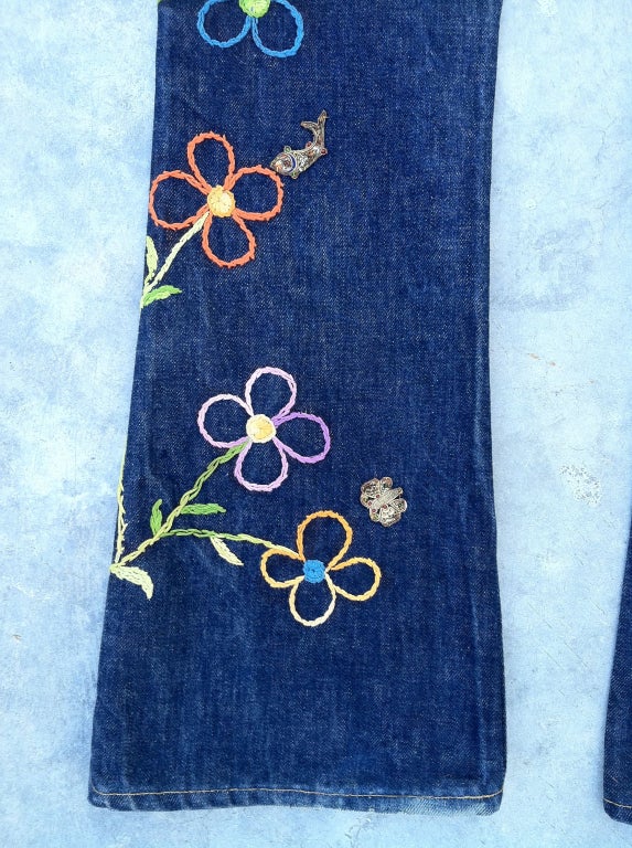 WILLIAM de LILLO's Embroidered Levi Jeans ca.1968 For Sale 3