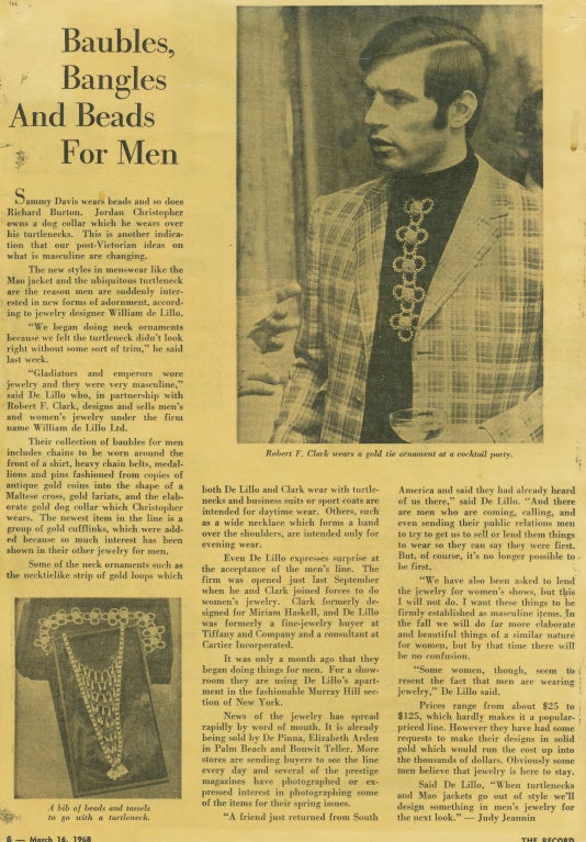 Men's WILLIAM de LILLO Mans Pendant 1968 For Sale
