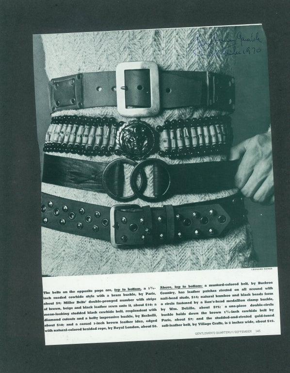 Men's WILLIAM de LILLO Mans 'Ankh' Buckled Belt 1968 For Sale