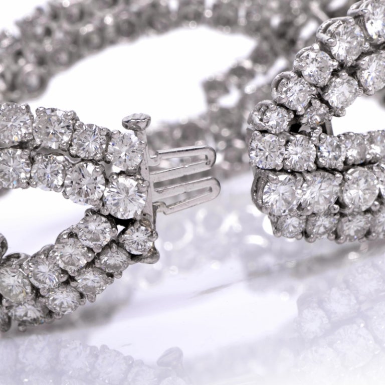 1940s Diamond Wide Platinum Bracelet In Excellent Condition In Miami, FL