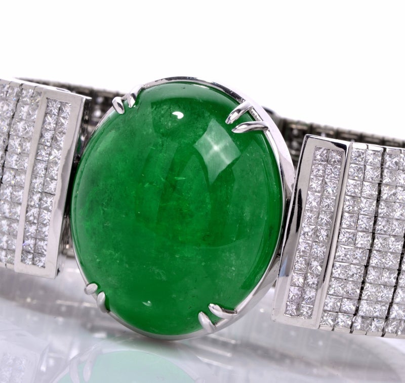 Women's 169.00ct Emerald Diamond Gold Bracelet