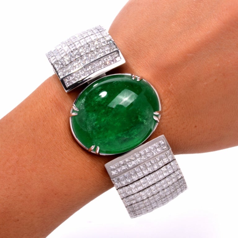 169.00ct Emerald Diamond Gold Bracelet 1