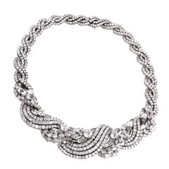 Vintage Impressive Diamond Scroll Formal Necklace