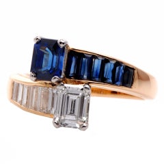 Oscar Heyman 2.45 ct Diamond Sapphire Gold Bypass Ring