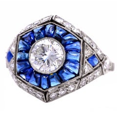 3.96cts Diamond Sapphire Platinum Engagement Ring