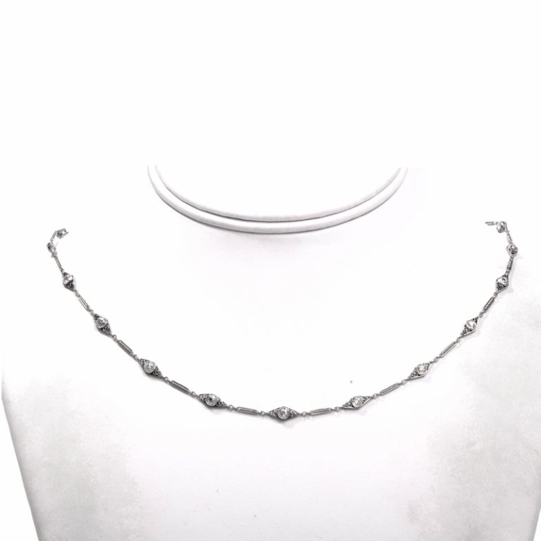 1910s Diamond By Yard Platinum Necklace
