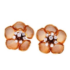 1950s Diamond Gold French Clip-Back Earrings