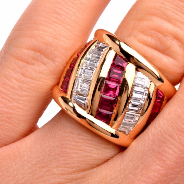 Women's 1970s French Verney Ruby Diamond Gold Ring