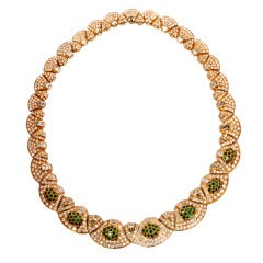Charming Diamond Tsavorites Gold Chocker Necklace 6