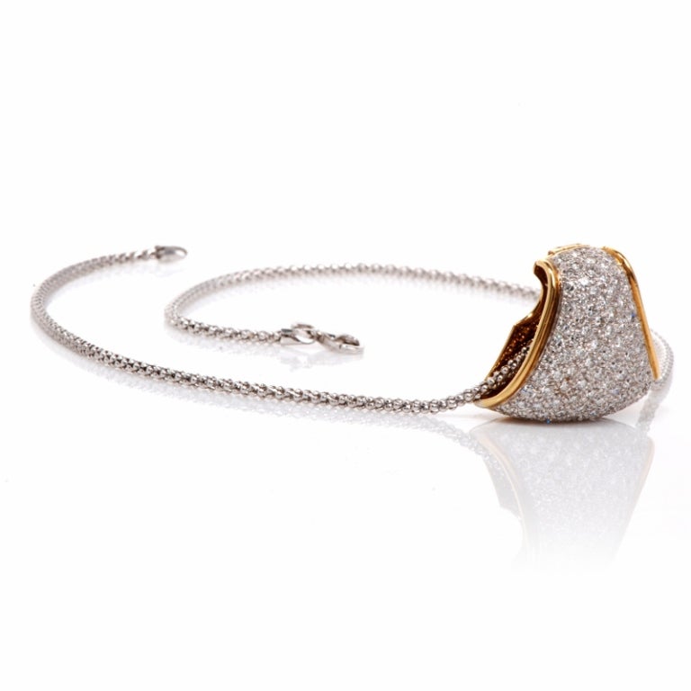 Diamond Gold Slide Pendant Necklace In Excellent Condition In Miami, FL
